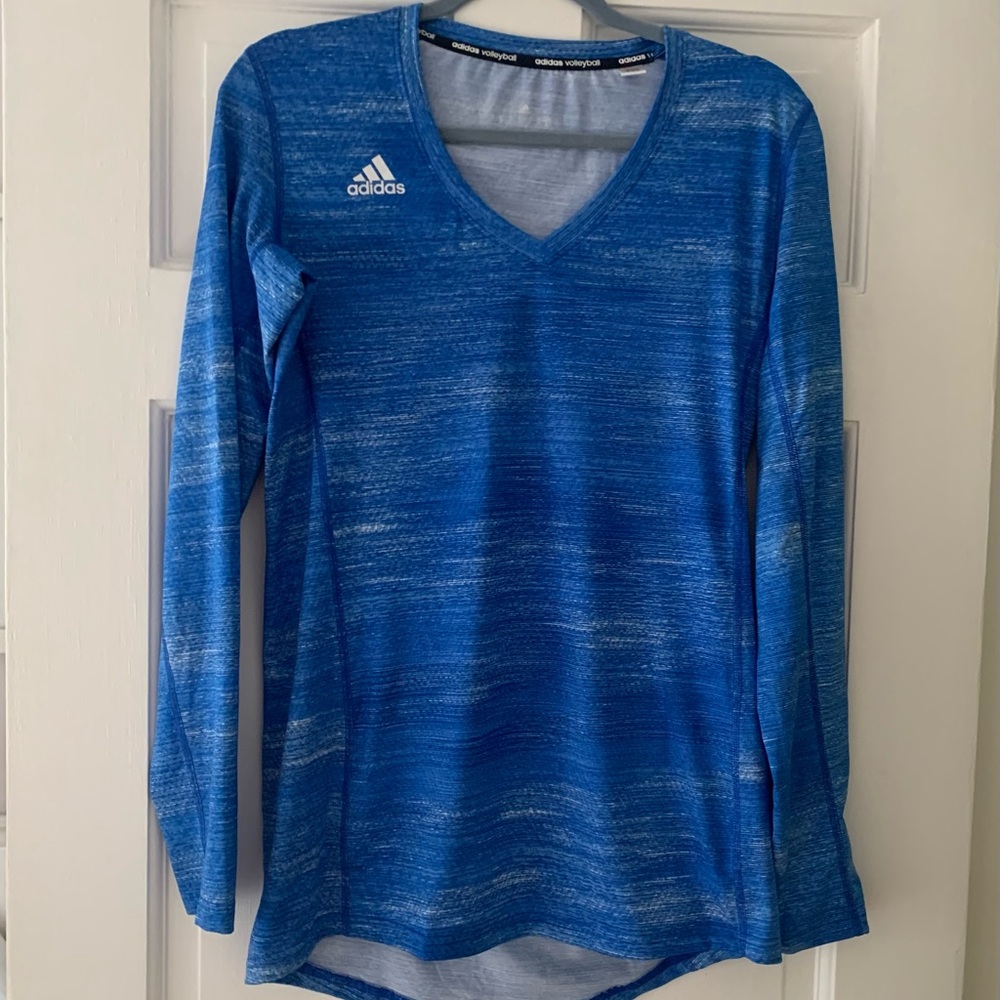 Adidas HILO Blue/white skinny stripe long sleeve shirt - size M